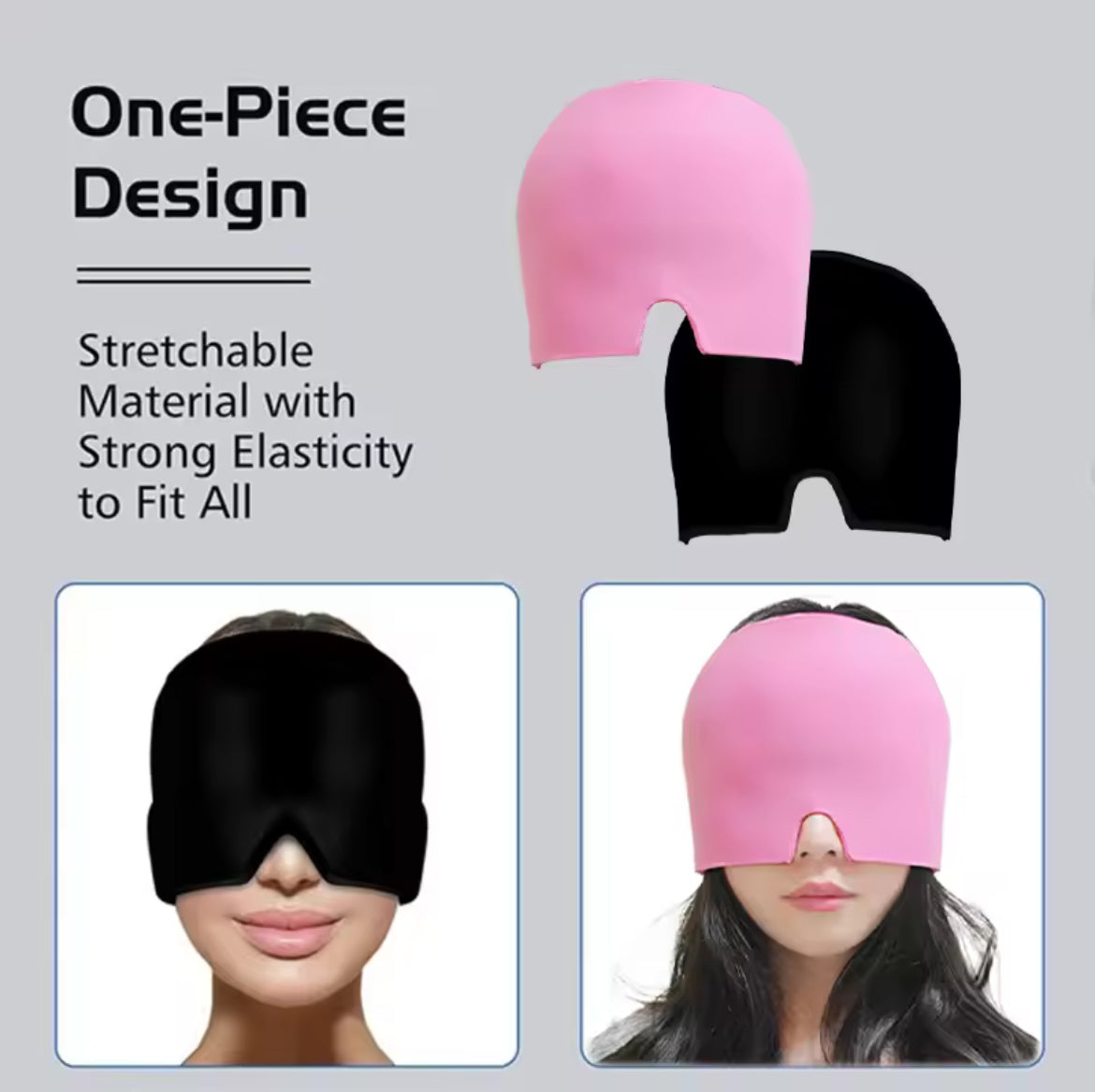Migraine Relief Cap, Soothing Headache Hat Ice Pack Mask, Face Cold Compress Cooling Gel Head Wrap Products for Tension, Stress & Hangover