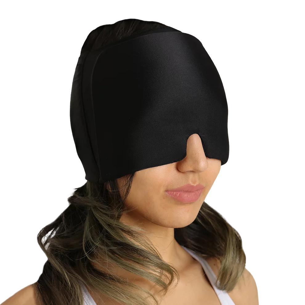 Migraine Relief Cap, Soothing Headache Hat Ice Pack Mask, Face Cold Compress Cooling Gel Head Wrap Products for Tension, Stress & Hangover